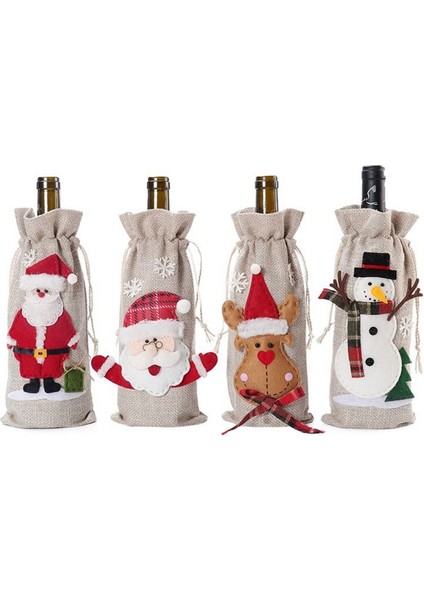 Noel Şarap Şişesi Kapağı Çantası Santa Hat Evlilik Yıldönümü Tatil Partisi Evde Noel Şarap Şişesi Çantası (Yurt Dışından)