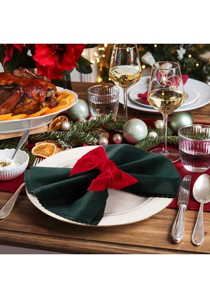 6pc Kırmızı Yay Noel Peçete Tutucu Yüzükler Şık Pazen Peçeteli Peçete Tokası Doğum Günü Partisi Düğün Yemek Masası Dekorasyon (Yurt Dışından) fırsatları