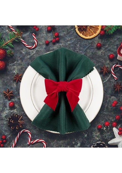 6pc Kırmızı Yay Noel Peçete Tutucu Yüzükler Şık Pazen Peçeteli Peçete Tokası Doğum Günü Partisi Düğün Yemek Masası Dekorasyon (Yurt Dışından) indirimleri