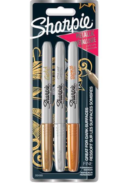 3 Adet Sharpie Fine Marker Metalik Kalem Seti 3 Renk fiyatları