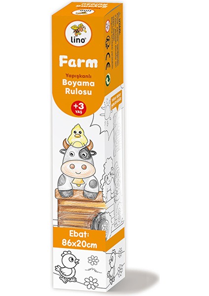 3 Adet Lino Yapışkanlı Boyama Rulosu Farm