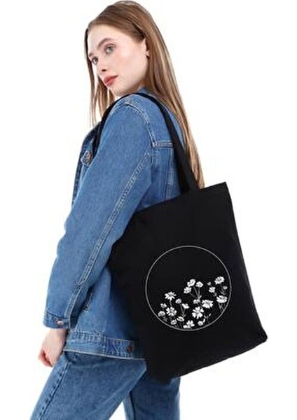 Çember Papatyalar Siyah Kanvas %100 Doğal Pamuk 35x40 cm Desenli fiyatları