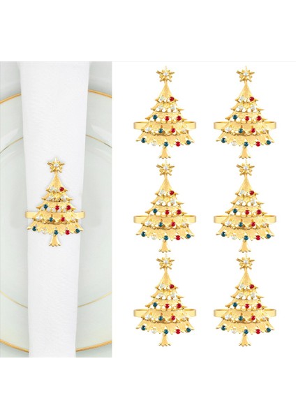 6pcs Noel Peçete Düğmesi Peçete Yüzük Peçete Yüzük Kumaş Halkası Elmas Noel Peçete Yüzükleri (Yurt Dışından)