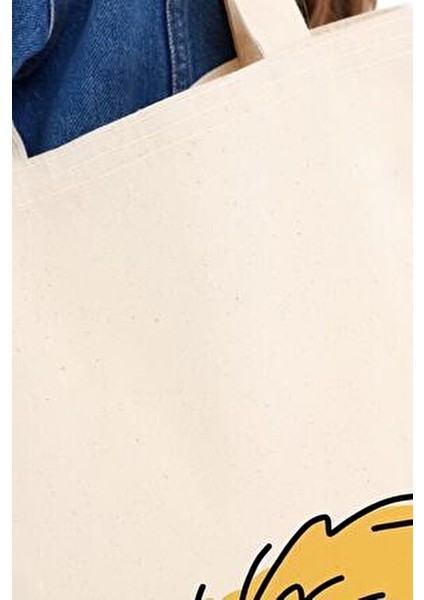 Çınar Kanvas Alışveriş Torbası Bej Renk Baskılı 35x40x8 cm Çok Amaçlı Kullanım