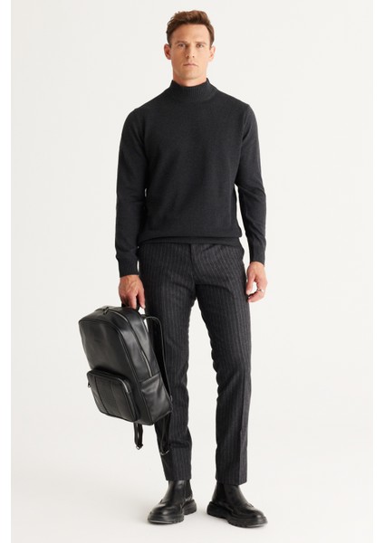 ALTINYILDIZ CLASSICS Erkek Antrasit Standart Fit Normal Kesim Yarım Balıkçı Yaka Pamuklu Triko Kazak fırsatları