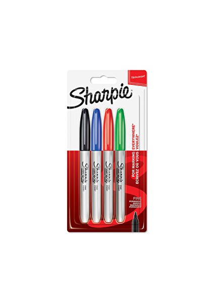 4 Adet Sharpie Fine Permanent Markör Kalem Standart Renkler 3+1 Paket