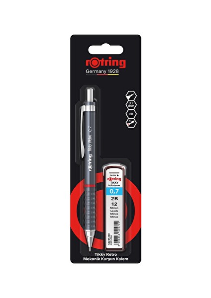4 Adet Rotring Versatil Retro Tikky Mekanik Kalem 0.7mm + Min
