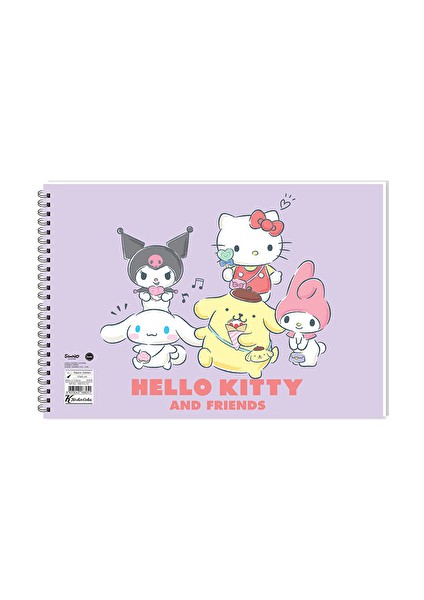 4 Adet Resim Defteri Hello Kitty And Friends 17X25 cm 15 Yaprak Spiralli