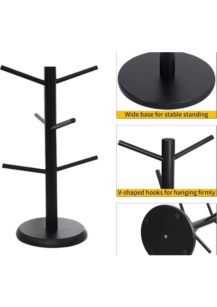 6 Kancalı Bambu Kahve Fincanı, Kalınlaşmış Taban Siyah Kupa Ağacı, Karşı Depolama Rafı (Yurt Dışından) fiyatları