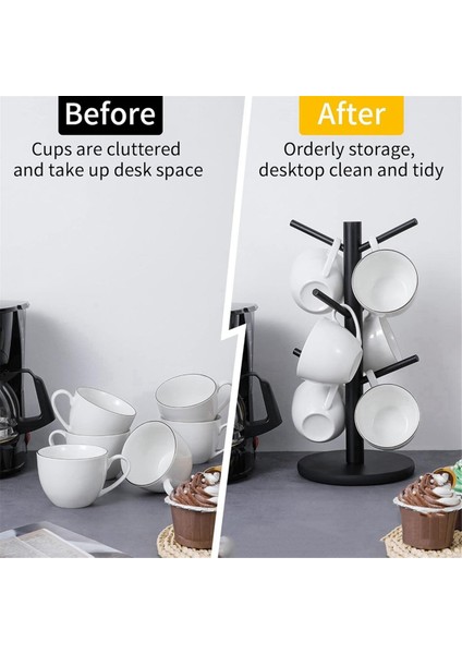 6 Kancalı Bambu Kahve Fincanı, Kalınlaşmış Taban Siyah Kupa Ağacı, Karşı Depolama Rafı (Yurt Dışından) modelleri