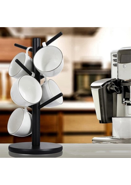 6 Kancalı Bambu Kahve Fincanı, Kalınlaşmış Taban Siyah Kupa Ağacı, Karşı Depolama Rafı (Yurt Dışından) fırsatları