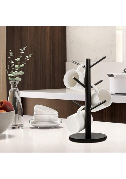 6 Kancalı Bambu Kahve Fincanı, Kalınlaşmış Taban Siyah Kupa Ağacı, Karşı Depolama Rafı (Yurt Dışından) indirimleri