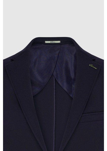 ALTINYILDIZ CLASSICS Erkek Lacivert Slim Fit Dar Kesim Mono Yaka Casual Blazer Ceket