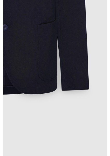 ALTINYILDIZ CLASSICS Erkek Lacivert Slim Fit Dar Kesim Mono Yaka Casual Blazer Ceket