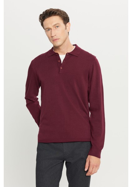 ALTINYILDIZ CLASSICS Erkek Bordo Tüylenme Yapmayan Anti Pilling Kumaş Standart Fit Normal Kesim Polo Yaka Triko Kazak fırsatları