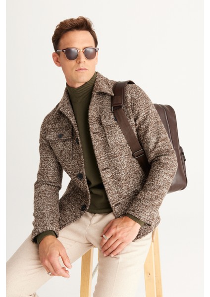 ALTINYILDIZ CLASSICS Erkek Haki Tüylenme Yapmayan Standart Fit Normal Kesim Yarım Balıkçı Yaka Triko Kazak indirimleri