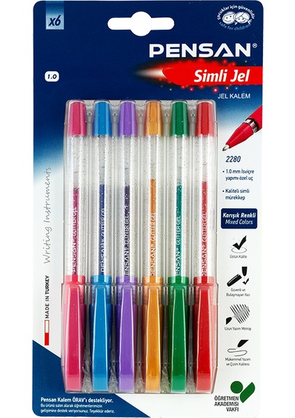 4 Adet Pensan 6'lı Renkli Simli Jel Kalem fiyatları
