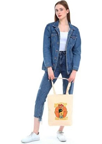 Çınar Kanvas Alışveriş Torbası Bej Renk Baskılı 35x40x8 cm Çok Amaçlı Kullanım İçin fırsatları