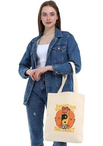 Çınar Kanvas Alışveriş Torbası Bej Renk Baskılı 35x40x8 cm Çok Amaçlı Kullanım İçin indirimleri