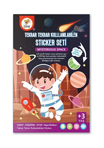 4 Adet Lino Tekrar Tekrar Kullanılabilen Sticker Seti Space