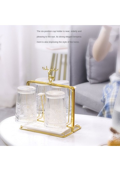 Su Drenaj Kupası Tutucu Lüks Cam Rafı Ev Elk Su Kupası Tahliye Standı 6 Bardak Mutfak Aracı Organize Bardak Kurutma (Yurt Dışından) fırsatları