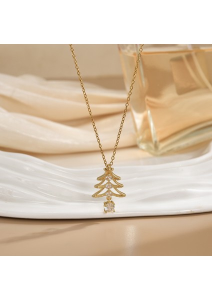 Yeni Basit Kakma Zirkonya Yay Kolye Kadın Basit Yüksek Sınıf Mücevher Duygusu Titanyum Çelik Renk Kaybetmez (Yurt Dışından)