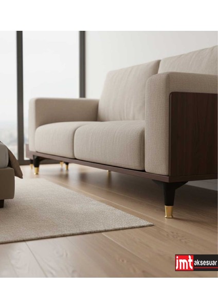 Puma 15 cm Siyah-Altın Mobilya Kanepe Tv Ünitesi Konsol Dolap Komedin Ayağı