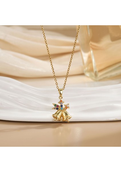 Yeni Basit Kakma Zirkonya Yay Kolye Kadın Basit Yüksek Sınıf Mücevher Duygusu Titanyum Çelik Renk Kaybetmez (Yurt Dışından)