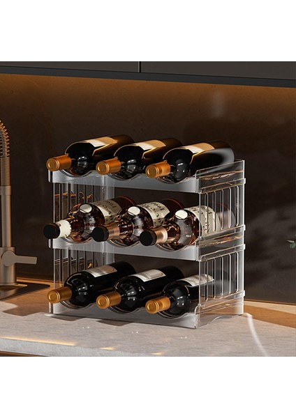 Plastik Su Şişesi Organizatör ve Şarap Rafı Depolama Tutucu, 3 Tier 9 Container Istiflenebilir Ayakta Duran Şişe Depolama Rafı (Yurt Dışından) indirimleri