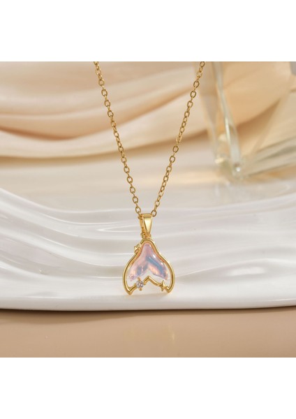 Yeni Çelik Köprücük Kemiği Zinciri Dönen Kolye Kolye Kadın Basit Yüz Aksesuarlı Hafif Lüks (Yurt Dışından)