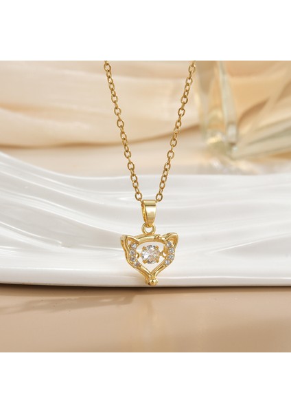 Yeni Çelik Köprücük Kemiği Zinciri Dönen Kolye Kolye Kadın Basit Yüz Aksesuarlı Hafif Lüks (Yurt Dışından)