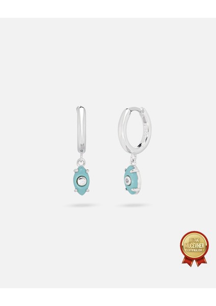 Firuze Taşlı Gümüş Göz Küpe