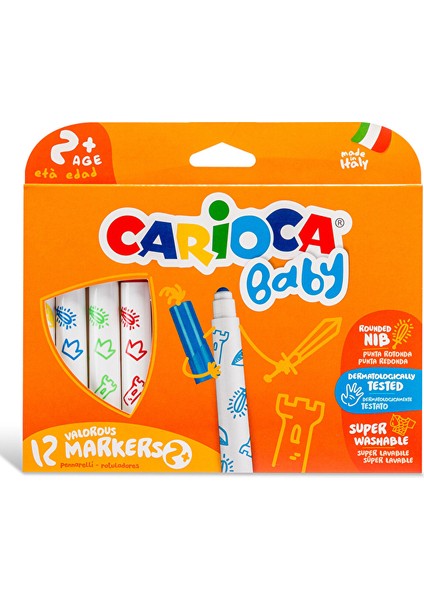 2 Adet Carioca Teddy Jumbo Bebek Yıkanabilir Keçeli Boya Kalemi 12LI 2yaş