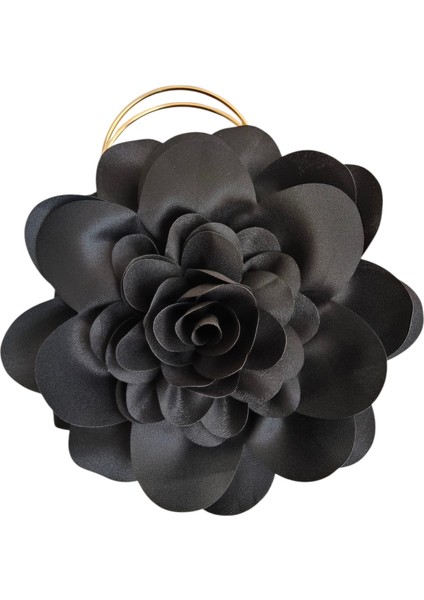 Siyah Kumaş Gold Metal Saplı Gül Çiçek Çanta El Çantası Abiye Günlük Şık Kadın Çantası fırsatları