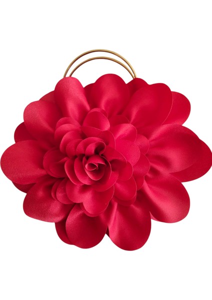 Kırmızı Kumaş Gold Metal Saplı Gül Çiçek Çanta El Çantası Abiye Günlük Şık Kadın Çantası modelleri