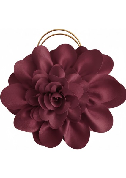 Bordo Kumaş Gold Metal Saplı Gül Çiçek Çanta El Çantası Abiye Günlük Şık Kadın Çantası modelleri