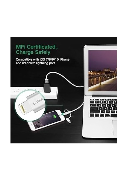 3'ü 1 Arada Ios Lightning Type-C Micro USB Şarj ve Data Kablosu Gümüş 1 Metre fırsatları