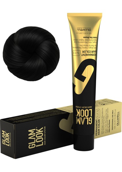 Kalıcı Saç Boyası | 1.0 Siyah | 100 ml | Koruyucu, nemlendirici, besleyici yağlar, düşük amonyak seviyesi, profesyonel 79 renk fiyatları