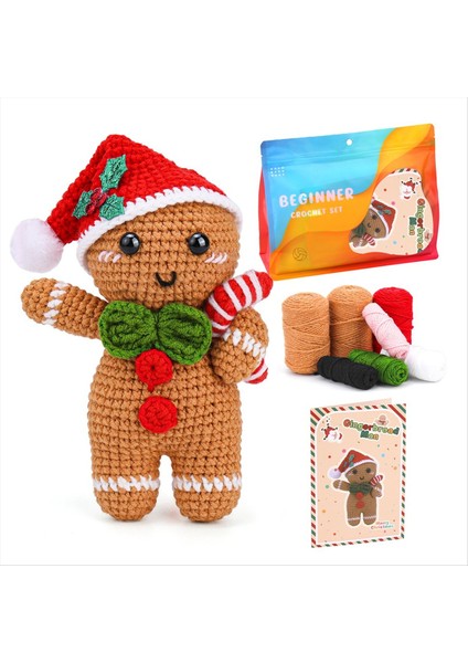 Noel Süslemeleri Örgü Iplik Iğneleri ile Noel Diy Tığ Işi Kiti Peluş Zencefilli Adam Bebek Kolay (Yurt Dışından)