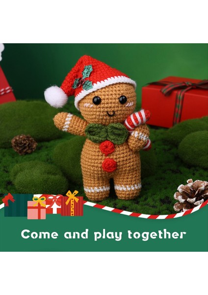 Noel Süslemeleri Örgü Iplik Iğneleri ile Noel Diy Tığ Işi Kiti Peluş Zencefilli Adam Bebek Kolay (Yurt Dışından) fiyatları