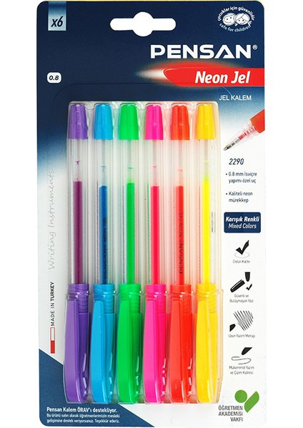 3 Adet Pensan 6'lı Renkli Neon Jel Kalem fiyatları