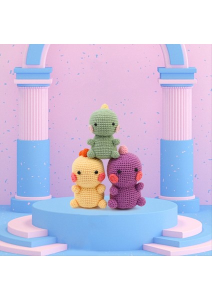 3pcs Dıy Tığ Işi Dinozor Kiti El Örgü Iplik Iğneleri Peluş Bebek Kolay (Sarı, Yeşil, Mor) (Yurt Dışından) fiyatları