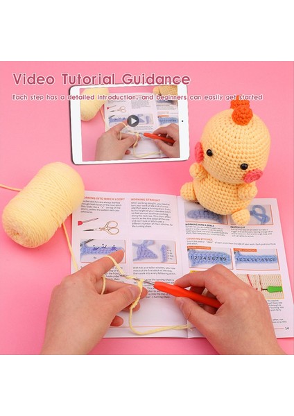 3pcs Dıy Tığ Işi Dinozor Kiti El Örgü Iplik Iğneleri Peluş Bebek Kolay (Sarı, Yeşil, Mor) (Yurt Dışından) fırsatları