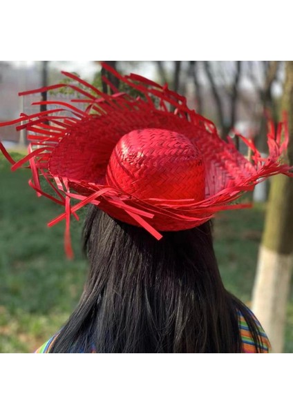 Bfs Tropikal Parti Kırmızı Hasır Hawaii Şapkası 13X36 cm fırsatları