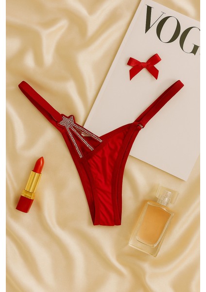 Taş Detaylı Kırmızı Push Up Sütyen Takımı modelleri