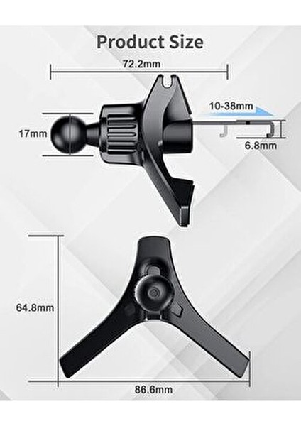 Araç İçi Telefon Tutucu 360° Döner Başlık ile Metal Klipsli Güçlü Tutuş