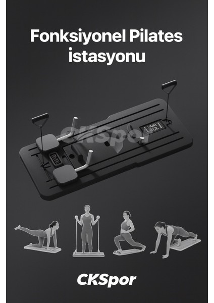 Pilates Tahtası Seti Reformer Etkili Çok Amaçlı Direnç Lastikli Diz Minderli Ev Tipi Pilates Aleti