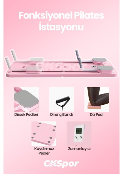 Pilates Tahtası Seti Reformer Etkili Çok Amaçlı Direnç Lastikli Diz Minderli Ev Tipi Pilates Aleti