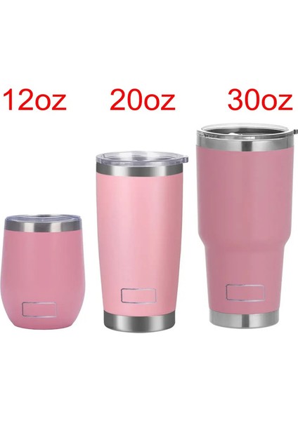 30 Oz 20OZ 12OZ Tumbler Seyahat Kurı Saman Kapakları ile Bira Kupası Paslanmaz Çelik Vakum Insülat Yetys Buzlu Kahve Kupası Kahve si: 360ML (12OZ) Renk: Pembe (Yurt Dışından)
