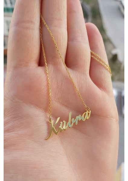 925 Ayar Gümüş 24 Ayar Altın Kaplama Isimli Kolye